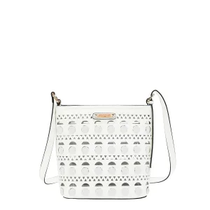SILVER POP STUD CROSSBODY WHITE